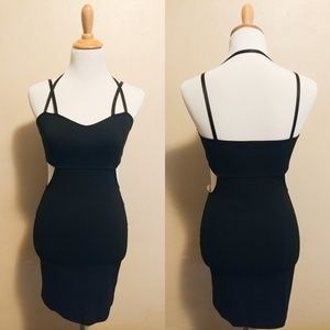 Cefian Black Bodycon Mini Dress with Cutout Sides